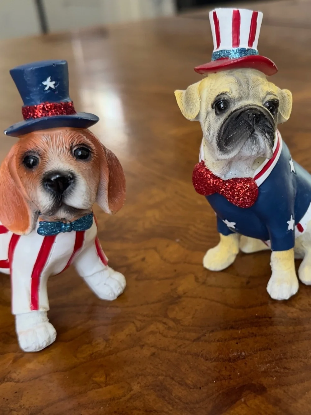 3 Patriotic beagles bulldog decor American flag red white blue 250th anniversary